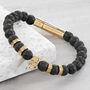 Personalised Men's Gold Plated Skull Beaded Bracelet, thumbnail 1 of 8