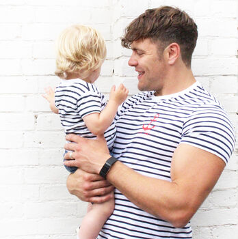 Stripy Anchor Parent And Child T Shirt Set, 2 of 7