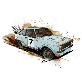 Ford Mk Two Escort Rally Car Illustration, 4 of 4