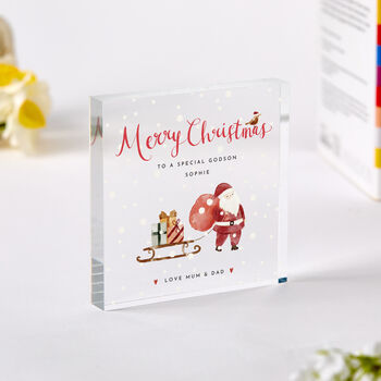 Christmas Santa Sleigh Acrylic Plaque Gift, 2 of 12