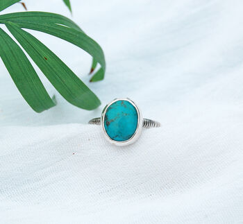 Turquoise Silver Ocean Boho Ring, 3 of 9