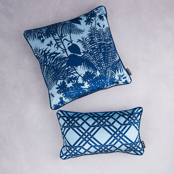 Baby Blue Velvet Patterned Cushion, 8 of 8