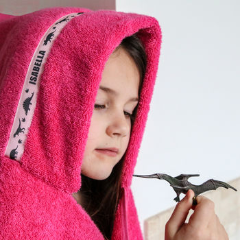 Dinosaur Personalised Hooded Towel | From Baby To Tween, 2 of 9