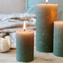 Set Of Three Olive Green Candles, thumbnail 2 of 2