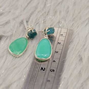 Chalcedony, Blue Apatite Sterling Silver Earrings, 8 of 9