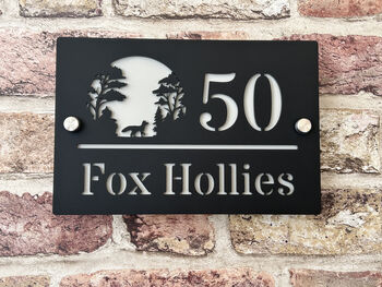 Personalised Fox In Forest Design House Acrylic Number Sign, 5 of 6