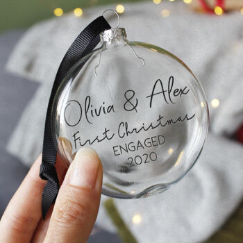First Christmas Engaged Glass Bauble, 3 of 7