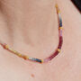 Rainbow Sapphire Gold Plated Silver Beaded Necklace, thumbnail 3 of 10