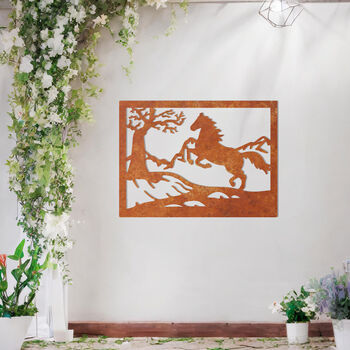 Galloping Horse Metal Wall Art Gift For Outdoor Garden Decor, 8 of 10