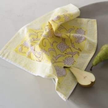 Lemon Cotton Hand Printed Napkins, 2 of 3