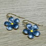 Forget Me Not Flower Drop Earrings, 14k Gold Plated, thumbnail 1 of 2