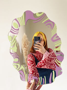 Wavy Mirror Lilac And Pastel Lime, 4 of 7