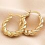 Gold Stainless Steel Large Twisted Rope Hoop Earrings, thumbnail 2 of 4