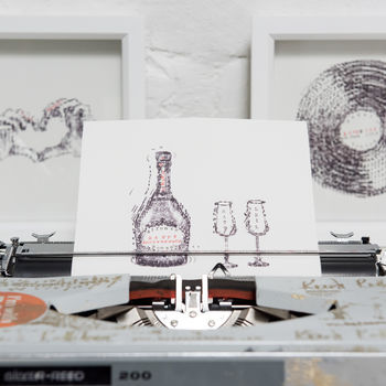 Personalised Champagne And Glasses Typewriter Art Print, 6 of 12
