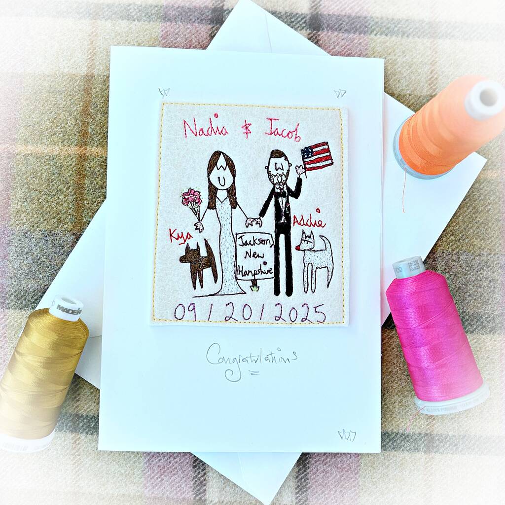 Wedding Card, Personalised, Embroidered, 1 of 12