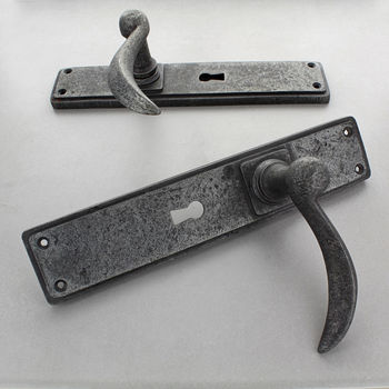 Ellipse Long Pewter Lever Latch Lock Door Handles, 6 of 12