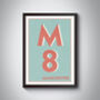 M8 Manchester Typography Postcode Print, thumbnail 4 of 8