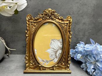 Vintage Gold Photo Frame 6x4 Floral Picture Frame Gift, 3 of 8