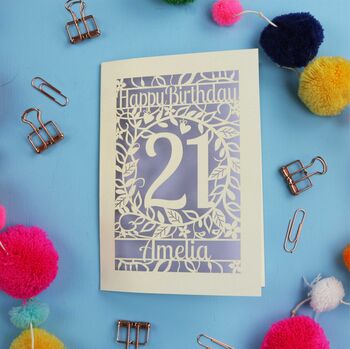 Personalised 21st Birthday Card Papercut Flower Design, 4 of 11