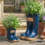 Personalised Gift Set Of Two Blue Welly Boots Planters, thumbnail 1 of 10