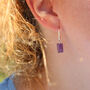 Amethyst Raw Gemstone Hoop Earrings, thumbnail 2 of 4