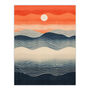 Low Sun High Tide Blue Orange Seascape Wall Art Print, thumbnail 6 of 6