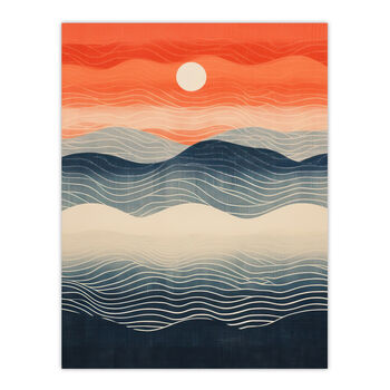 Low Sun High Tide Blue Orange Seascape Wall Art Print, 6 of 6