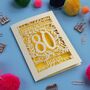 Personalised 80th Birthday Card Papercut Flower Design, thumbnail 9 of 9