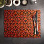 Red Orange Grey Hand Printed Canvas Place Mat Set, thumbnail 10 of 12