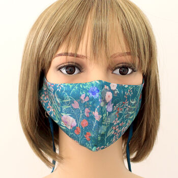 Botanical Meadows Silk Face Mask With Lanyard, 2 of 5