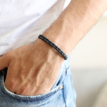 Men's Personalised Tight Braid Leather Bracelet, 5 of 12