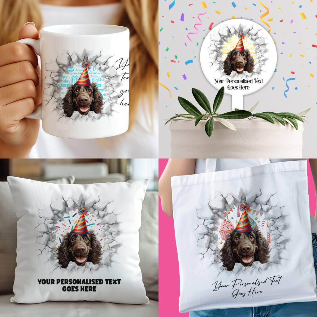 Personalised Boykin Spaniel Birthday Break Through Dog, 1 of 8