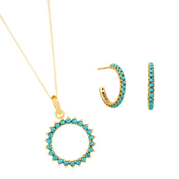 Halo Radiance Turquoise Earrings Gold Plated, 10 of 12