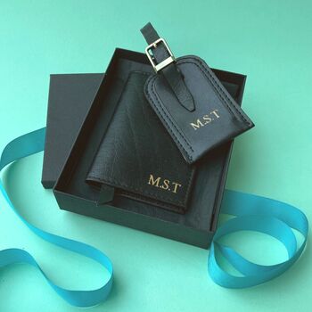 Personalised Leather Travel Set Gift Box, 2 of 7