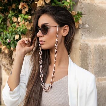 Glasses Chain Pink And Tortoise Chunky Acrylic Chain, 4 of 9