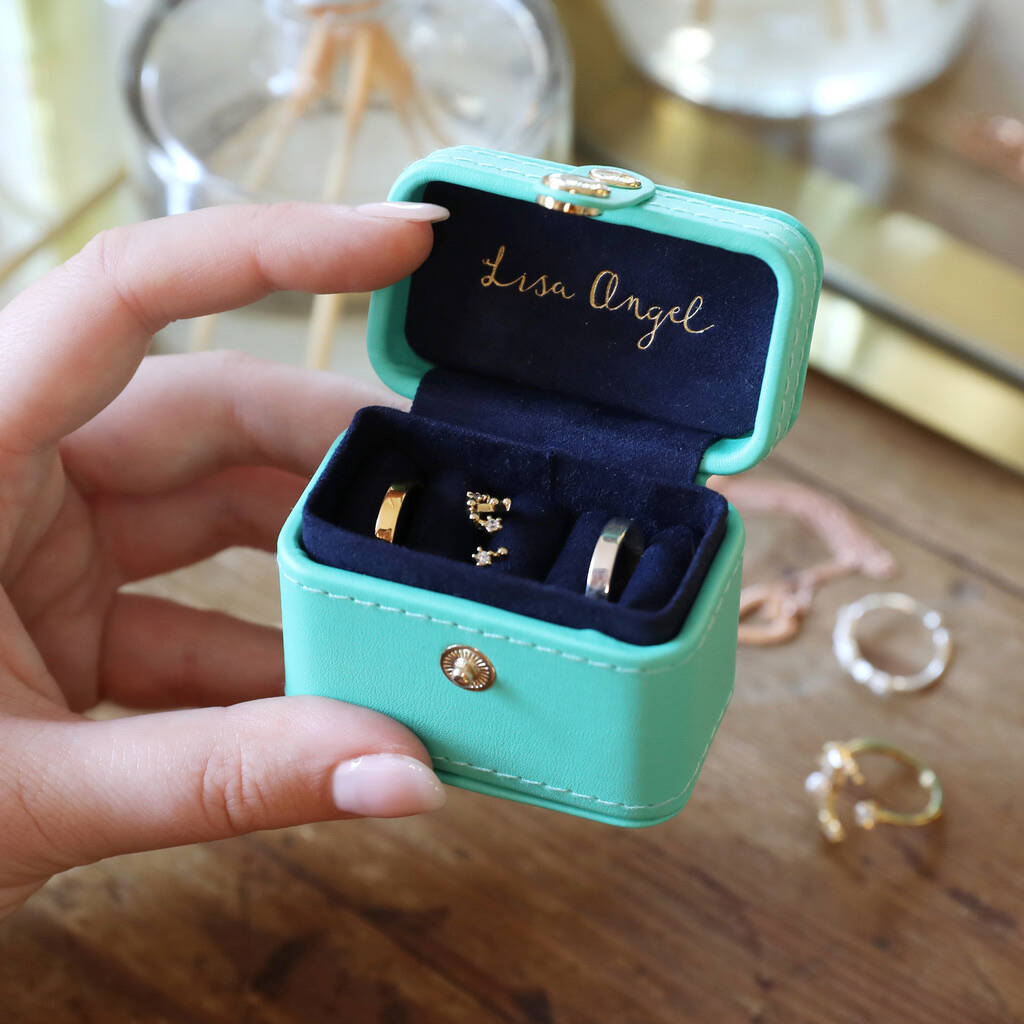 Personalised Block Initials Mini Travel Ring Box By Lisa Angel
