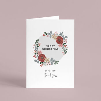 Floral Christmas Wreath Bouquet Personalised Card Pack, 2 of 4
