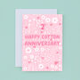 Cotton Floral 2nd Anniversary Card, thumbnail 2 of 2