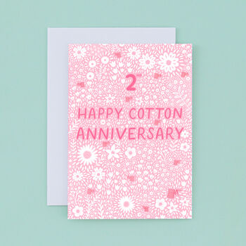 Cotton Floral 2nd Anniversary Card, 2 of 2