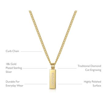 Tag Personalised Men's Necklace 18 K Gold Plated Steel, 10 of 11