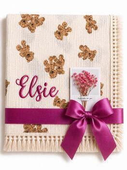 Personalised Baby Blanket 120x100cm 100% Cotton Muslin Newborn, 8 of 12