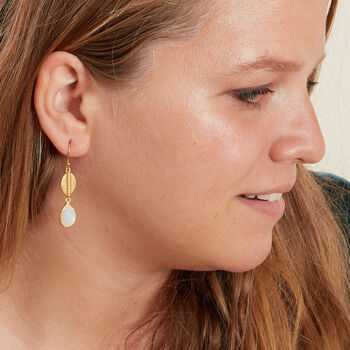 Moonstone Gold Plated Silver Coffee Bean Drop Earrings, 4 of 9