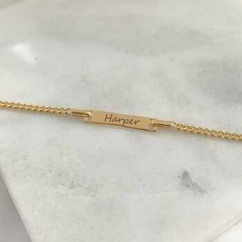 Yellow Gold Engraved Children's Curb Chain Bracelet, 3 of 10