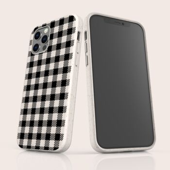 Black And White Gingham Biodegradable Phone Case, 5 of 8
