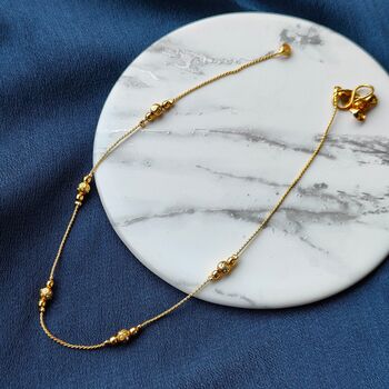 Golden Brass Thread Slim Foot Payal Anklet, 4 of 7