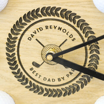 Personalised Golf Ball Clock Wall Art Gift For Men, 3 of 7
