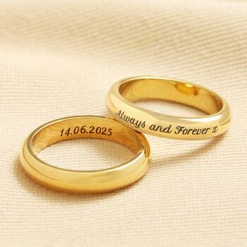 Personalised Stainless Steel Thick Band Ring In Gold, 3 of 3