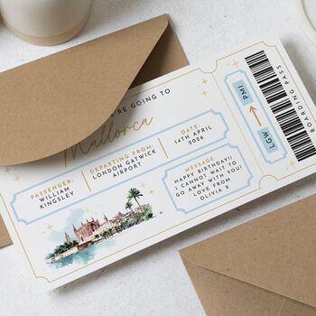 Personalised Holiday Reveal Boarding Pass Birthday Card, 4 of 4