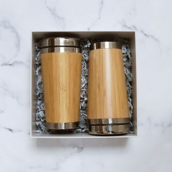 Set Of Two Personalised Couples Bamboo Travel Mugs, 2 of 2