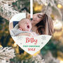 My First Christmas Photo Ceramic Heart Hanging Decoration + Gift Box, thumbnail 6 of 7
